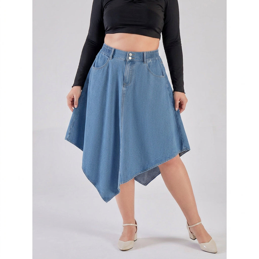 Rhea Irregulaire Denim Rok