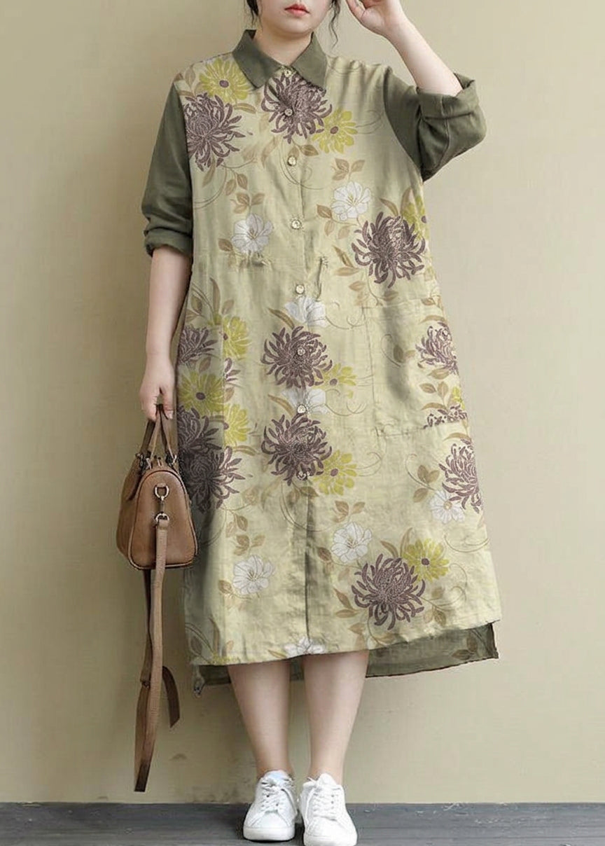 Isolde - Rood Linnen Shirt Jurk Casual Oversized Lente Maxi Jurken