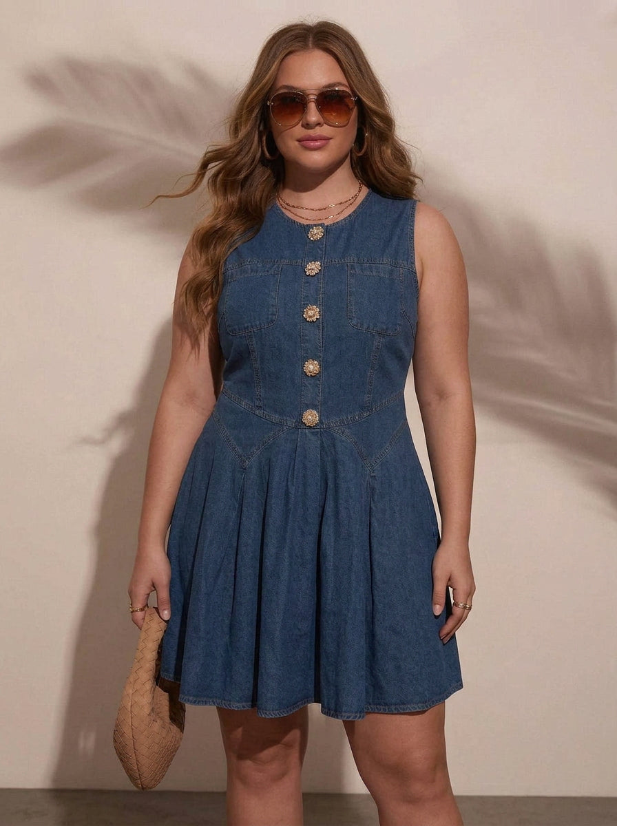 Astrid Mouwloze Denim Jurk