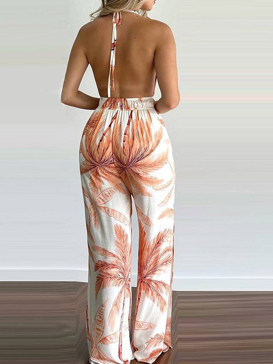 Cordelia - Sling Bladprint Jumpsuit