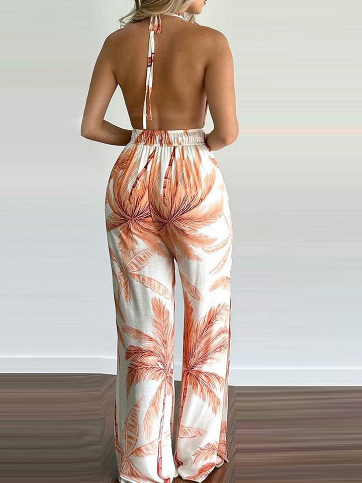 Cordelia - Sling Bladprint Jumpsuit