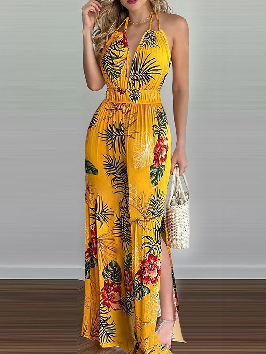 Cordelia - Sling Bladprint Jumpsuit