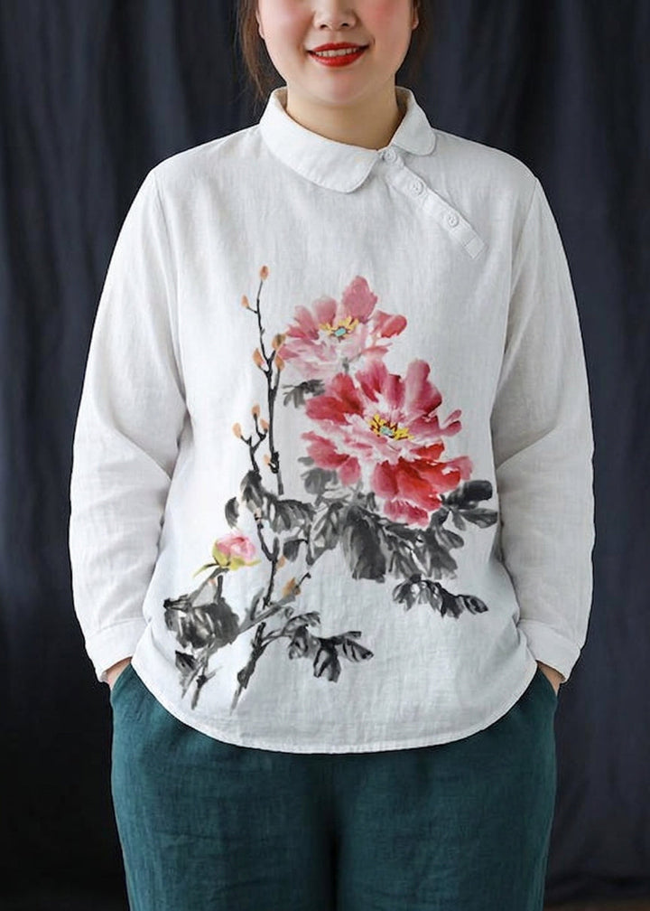 Briony - Chique Witte Kleding Kraag Knop Blouses voor de Lente