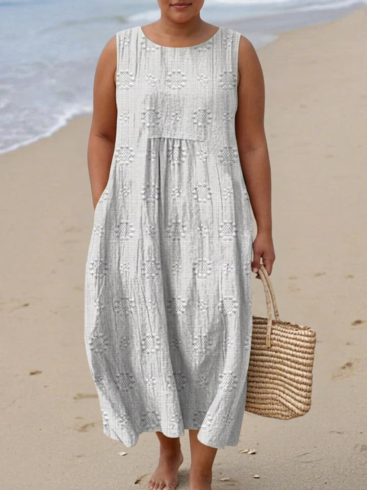 Astrid Geborduurde Midi Jurk