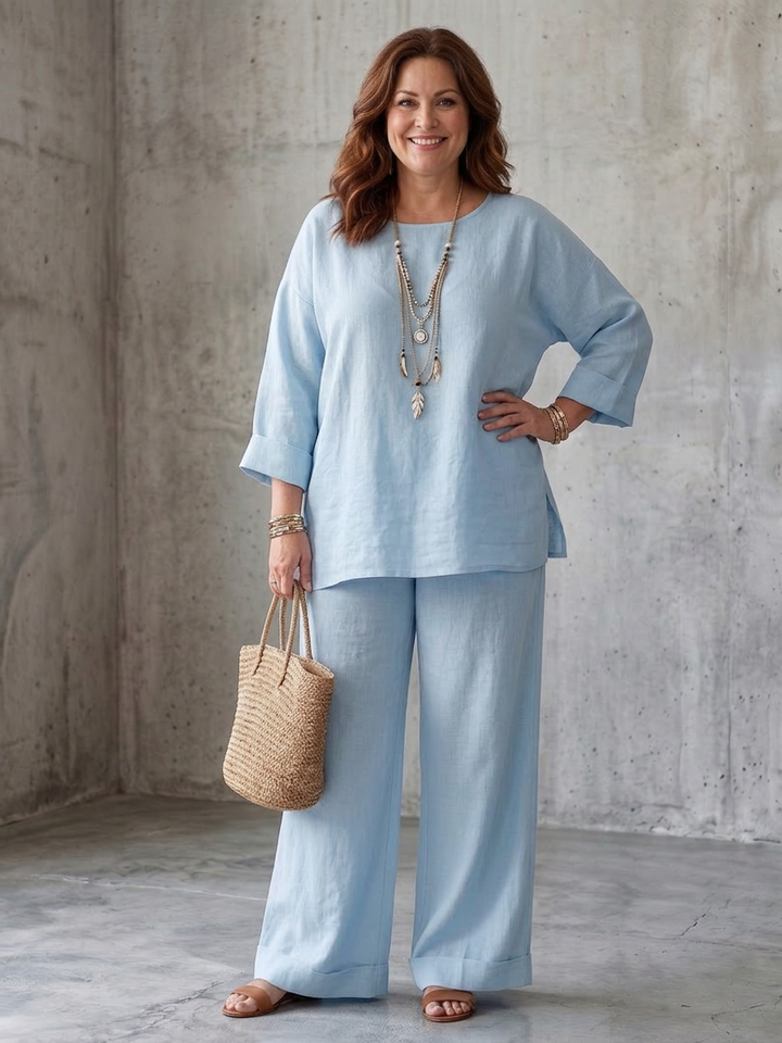 Isabeau | Oversized Tuniek Met Brede Pantalon Set
