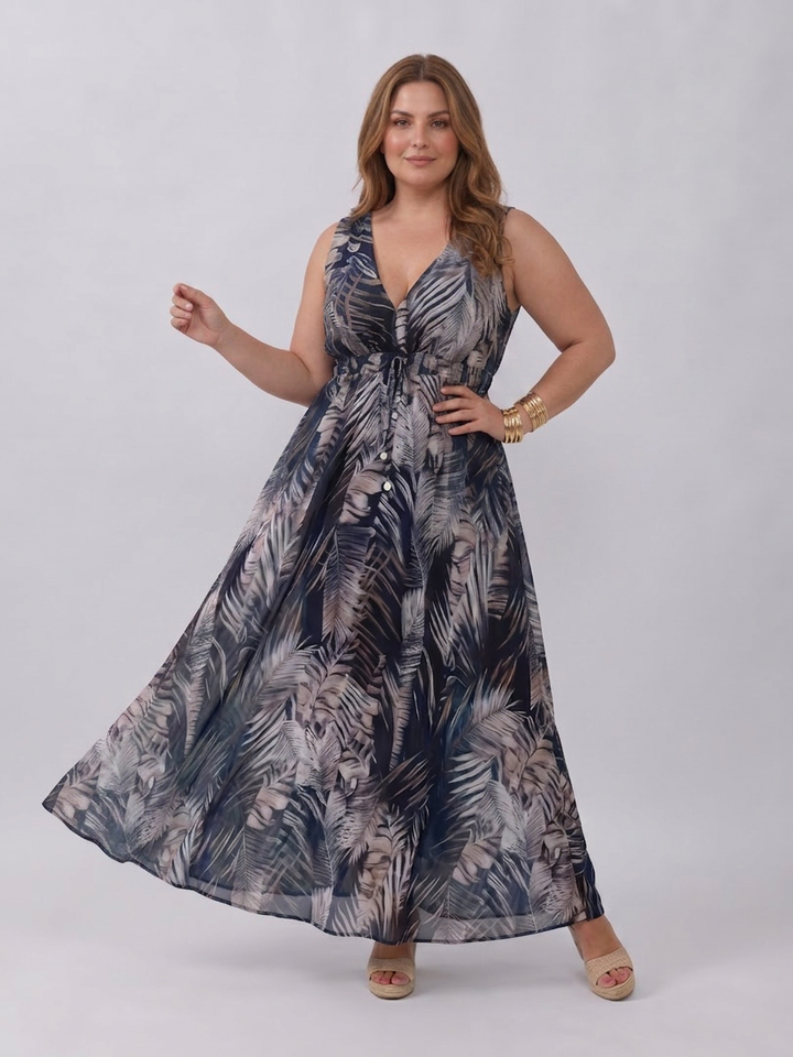 Ilse | Mouwloze Empire Taille Midi Jurk