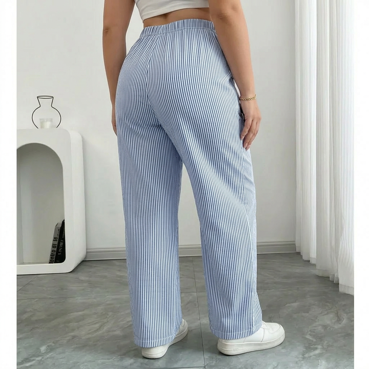 Saffraan | Gestreepte Broek Met Zakken