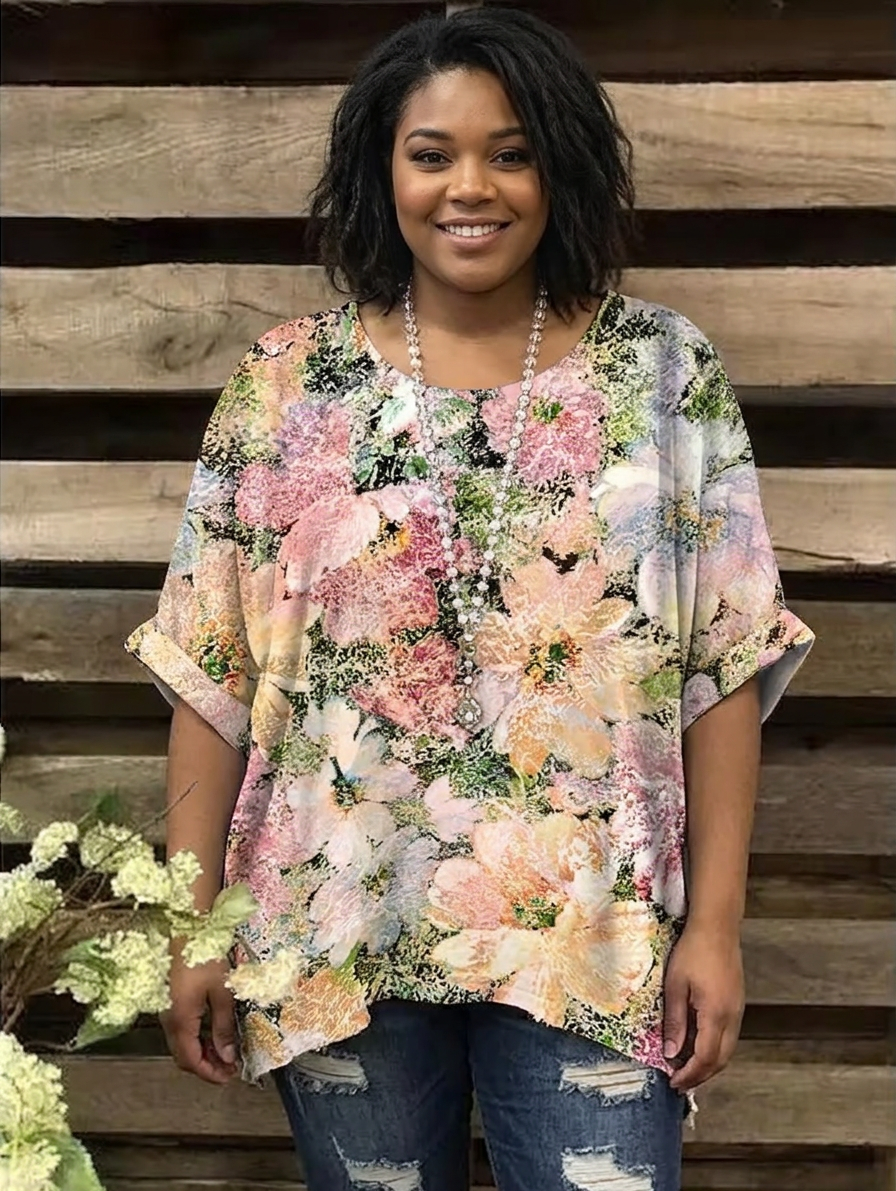 Keiko | Vintage Bohemian Bloemenprint Dames T-Shirt