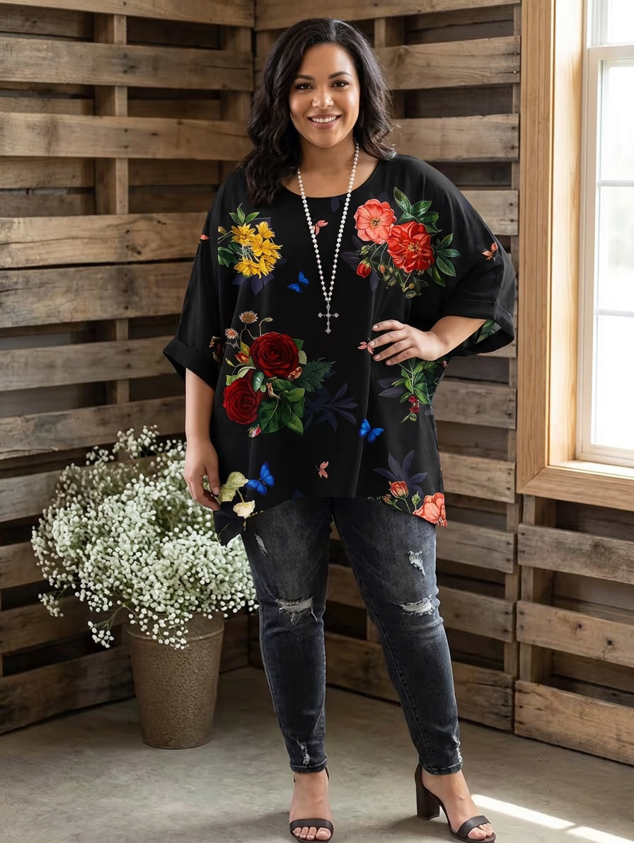 Yasmin | Vintage Bohemian Bloemenprint Dames T-Shirt