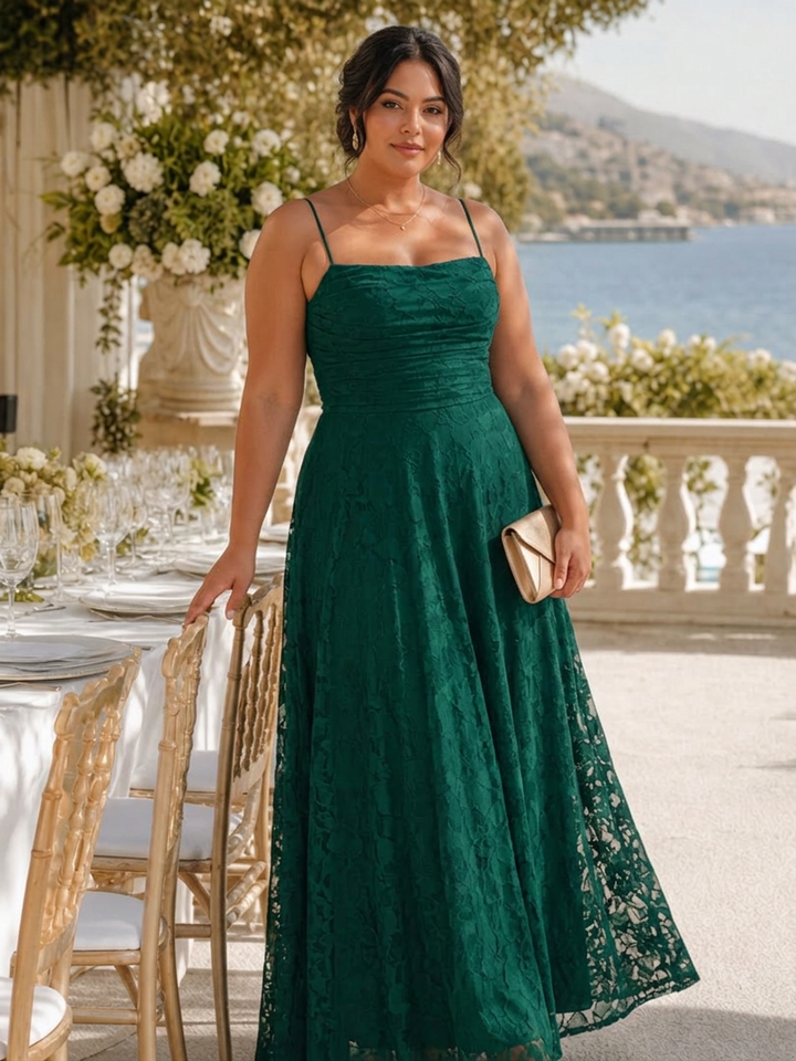Noa | Spaghetti Strap Volle Kant Maxi Jurk