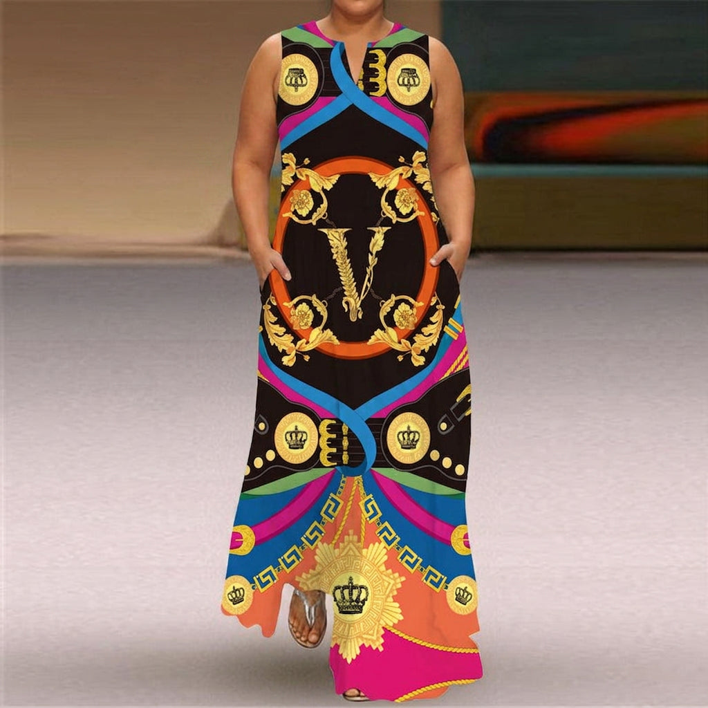 Maybelle | V-hals Mouwloze Luxe Maxi Jurk