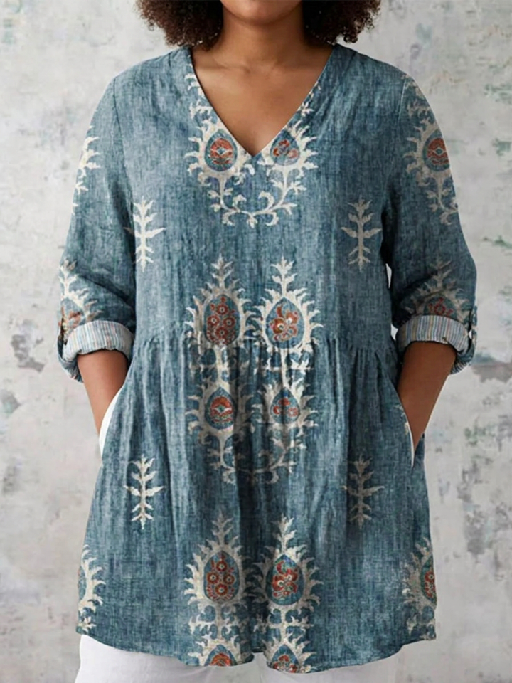 Ila | Lange Blouse met V-hals