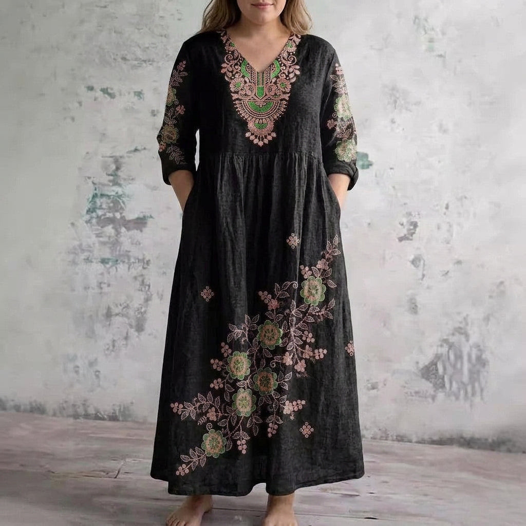 Harlow | Geborduurde Elegantie Maxi Jurk