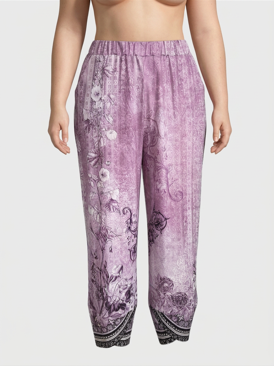 Olwen | Vintage Bloemen Capri Broek Met Elastische Taille