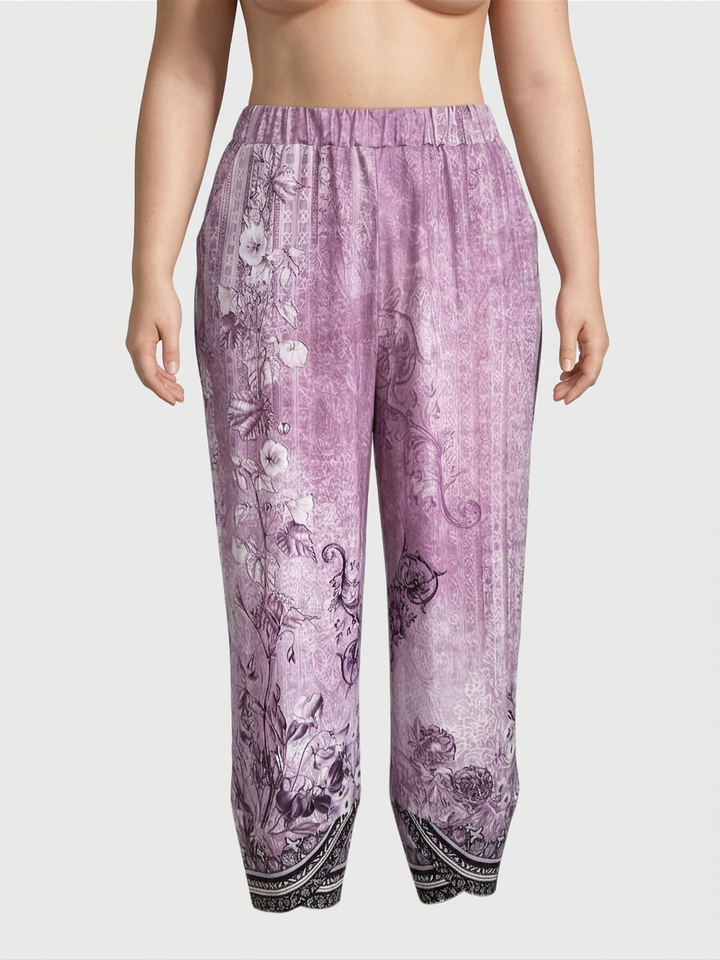 Olwen | Vintage Bloemen Capri Broek Met Elastische Taille