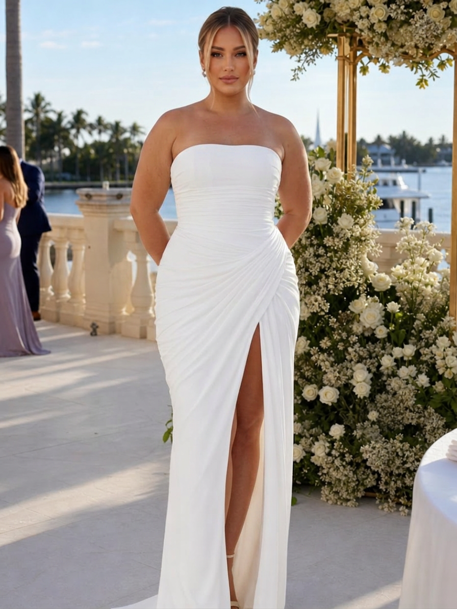 Keiko | Strapless Maxi-jurk met Hoge Zijsplit