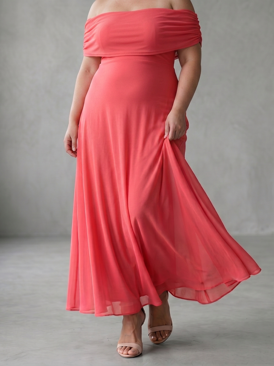 Astrid | Off Shoulder Draped Midi Jurk