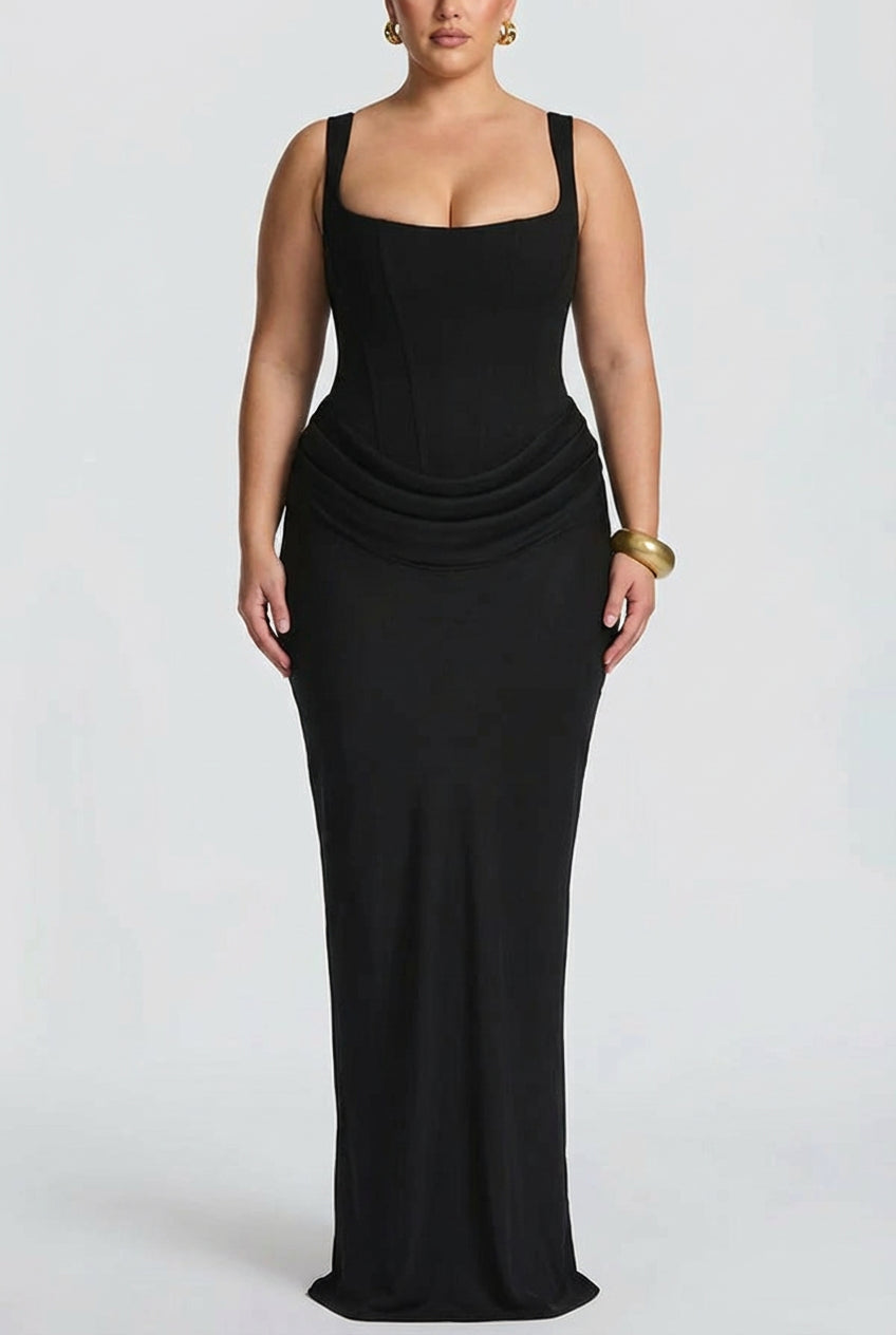 BRIAR | MAXI JURK MET VIERKANTE HALS