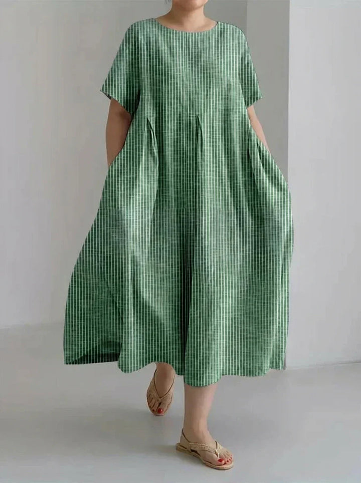 Laisa | Dames Casual Met Retro Streep Ontwerp Losse Jurk