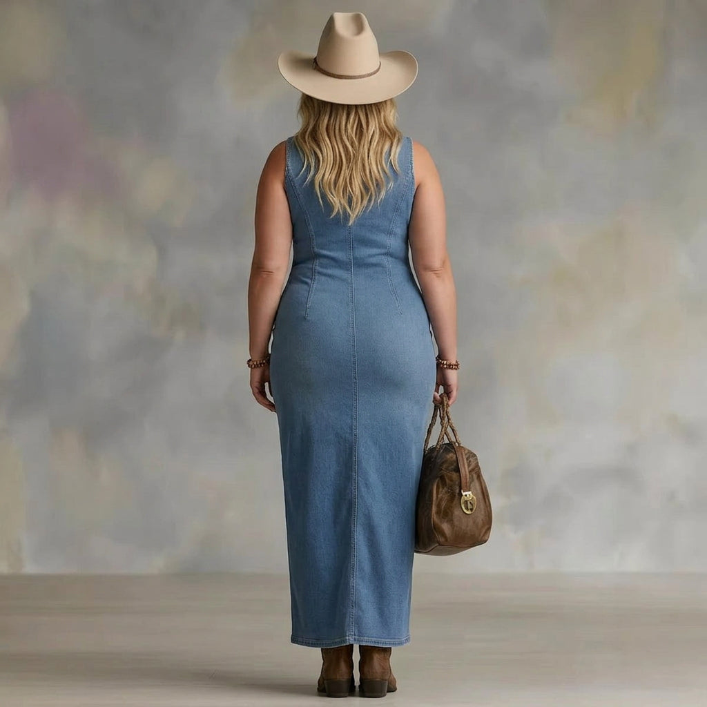 Noa Mouwloos Denim Jurk