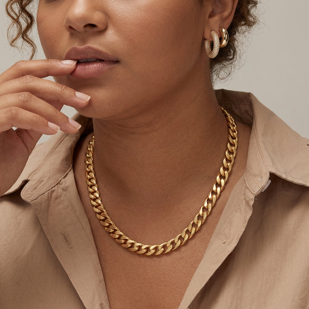 Genevieve Cuban Link Ketting | Goud