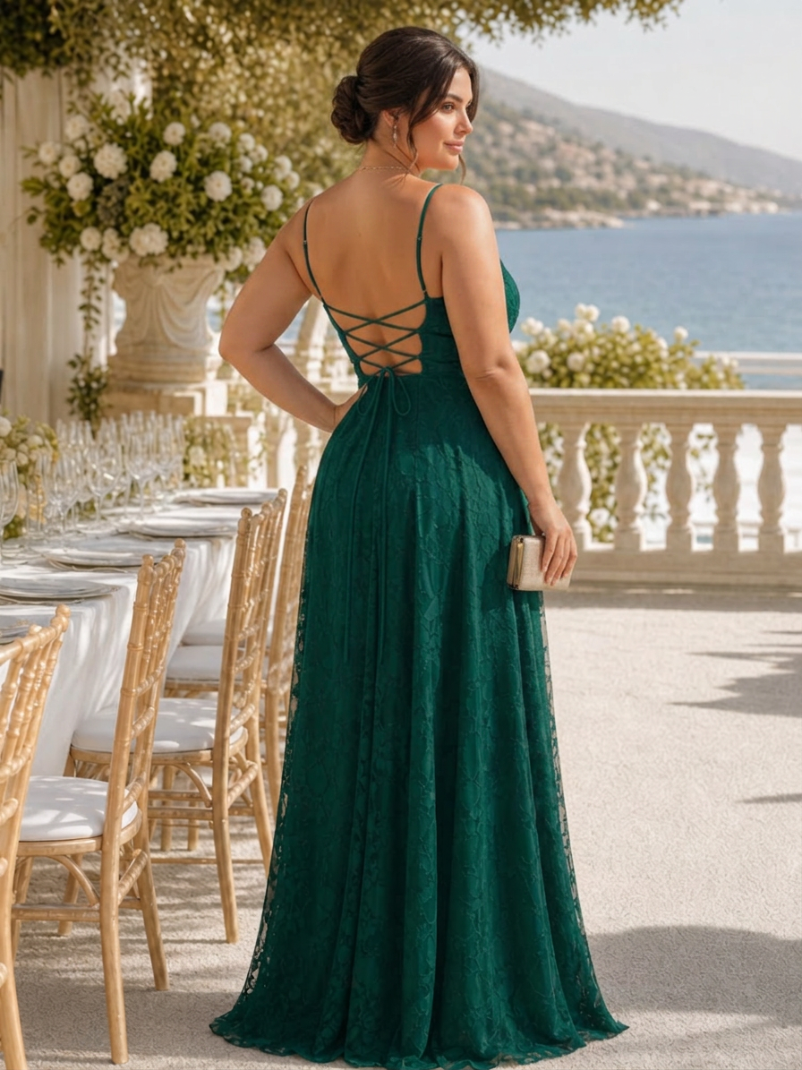 Noa | Spaghetti Strap Volle Kant Maxi Jurk