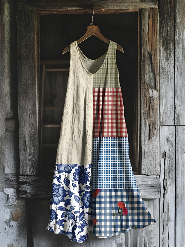 Sylvie - Plattelandscharme Patchwork Kunst Jurk
