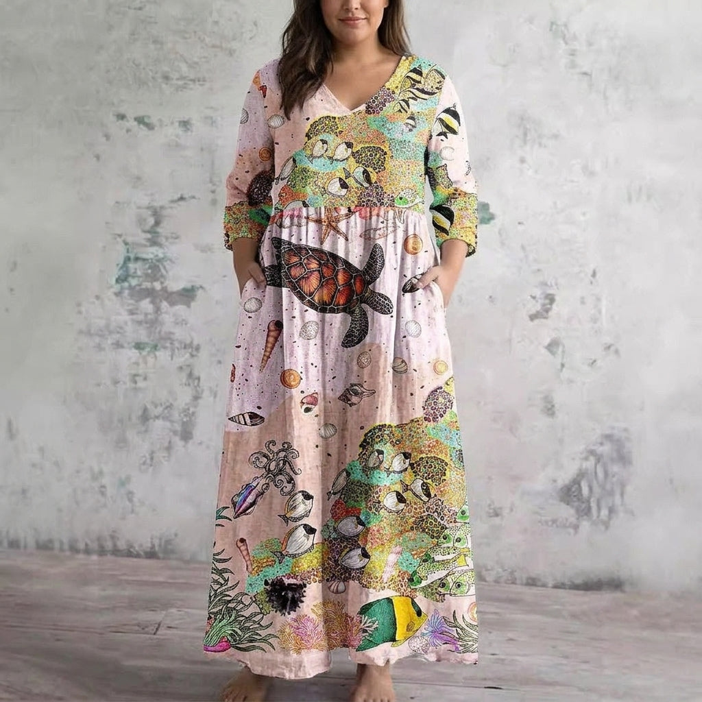 Leontine | Ocean Whimsy Maxi Jurk