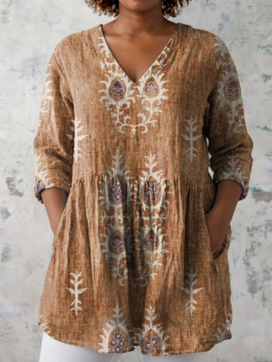 Ila | Lange Blouse met V-hals