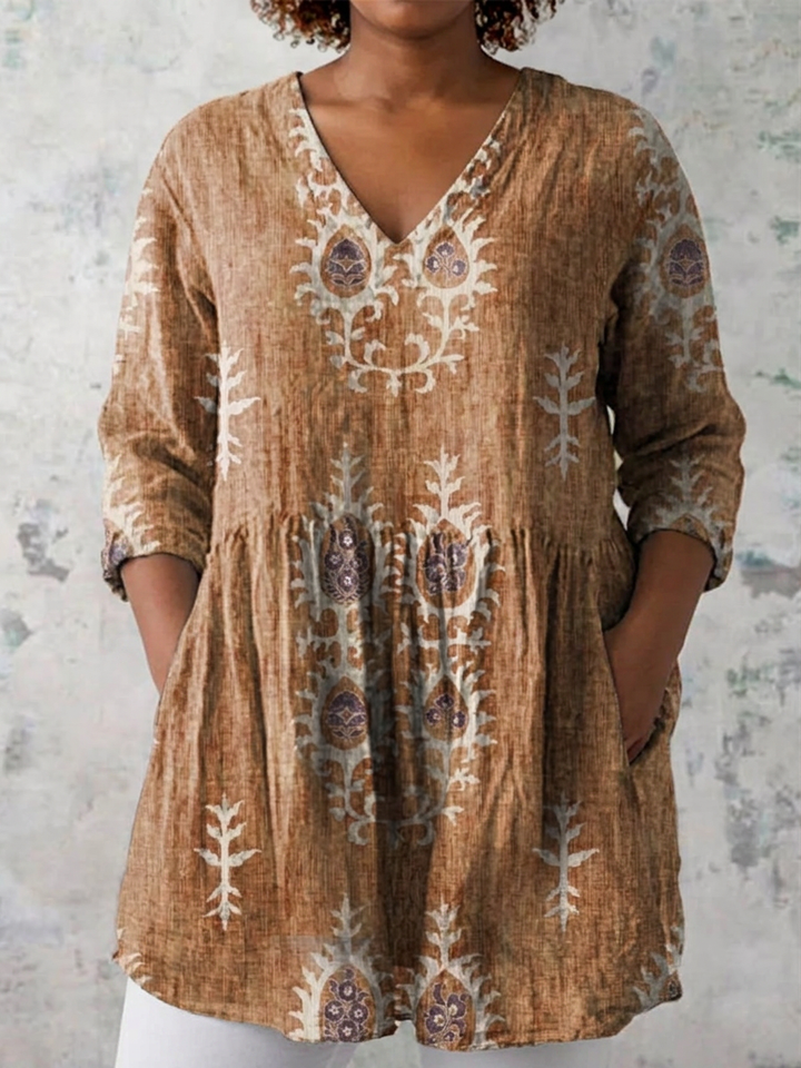 Ila | Lange Blouse met V-hals