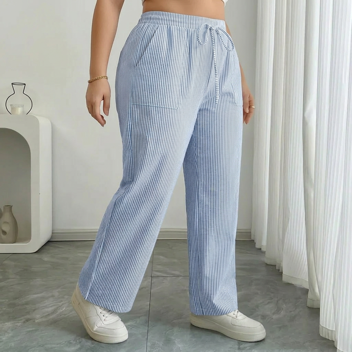 Saffraan | Gestreepte Broek Met Zakken