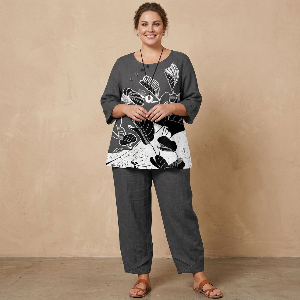 Irina Geprinte Set: Moeiteloze Alledaagse Comfort