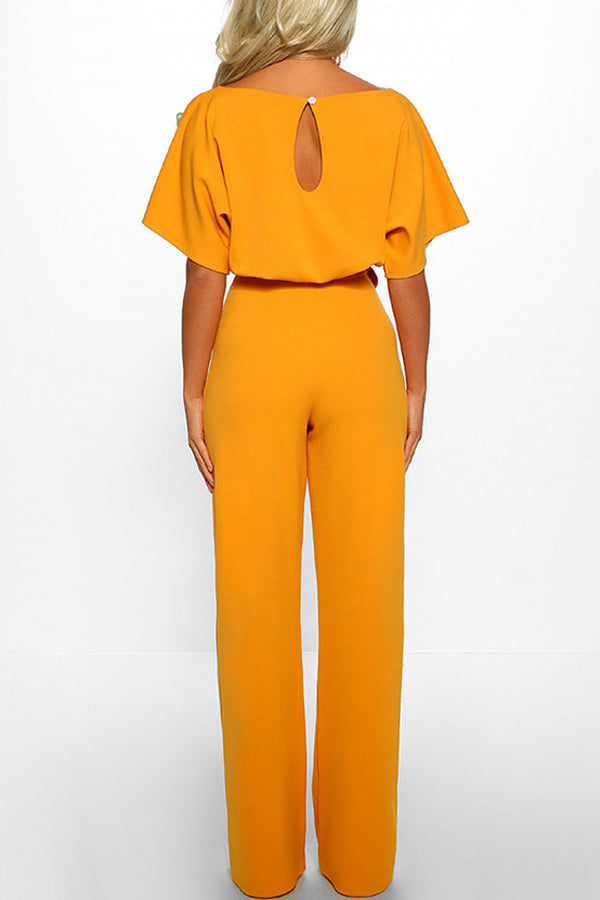 Cassia - Zomer knoopsluiting korte mouwen Jumpsuit
