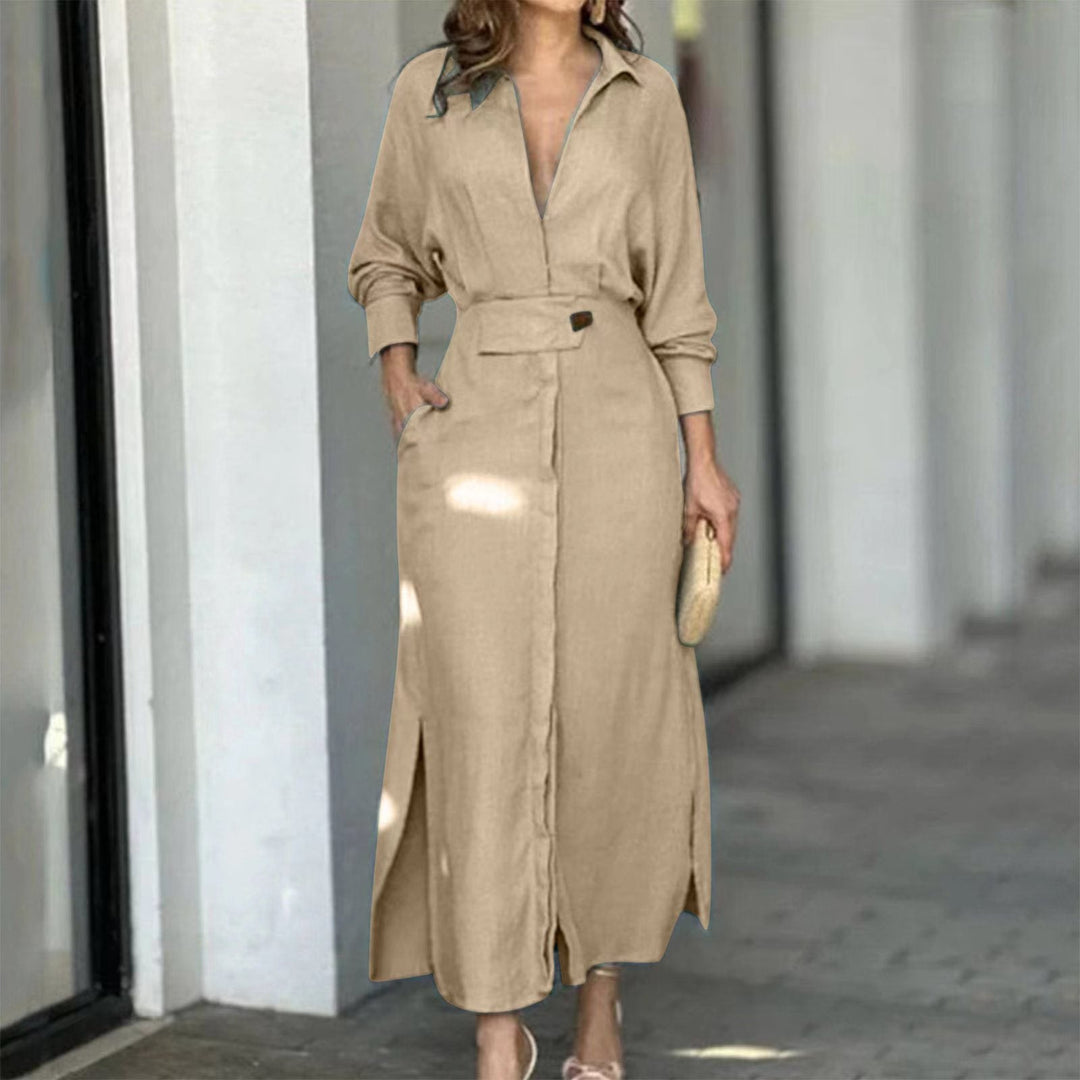 Wynne V-hals Slim Jurk: Elegante Hemelblauwe Statement