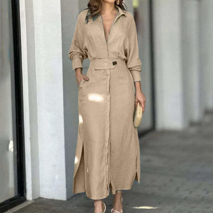 Wynne V-hals Slim Jurk: Elegante Hemelblauwe Statement