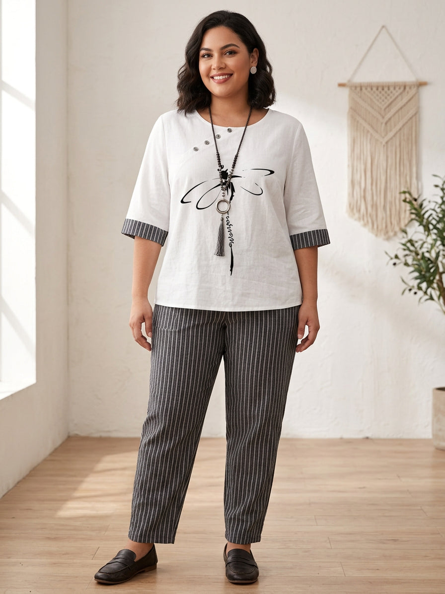 Nadya Gedrukt Set: Moeiteloze Dagelijkse Comfort