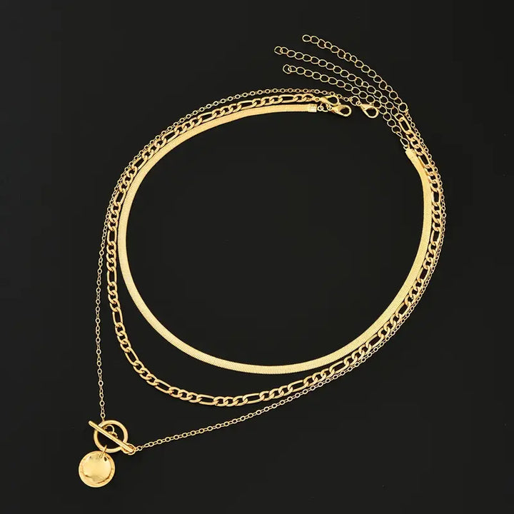 Anouk Textured Coin Gelaagde Ketting | Goud