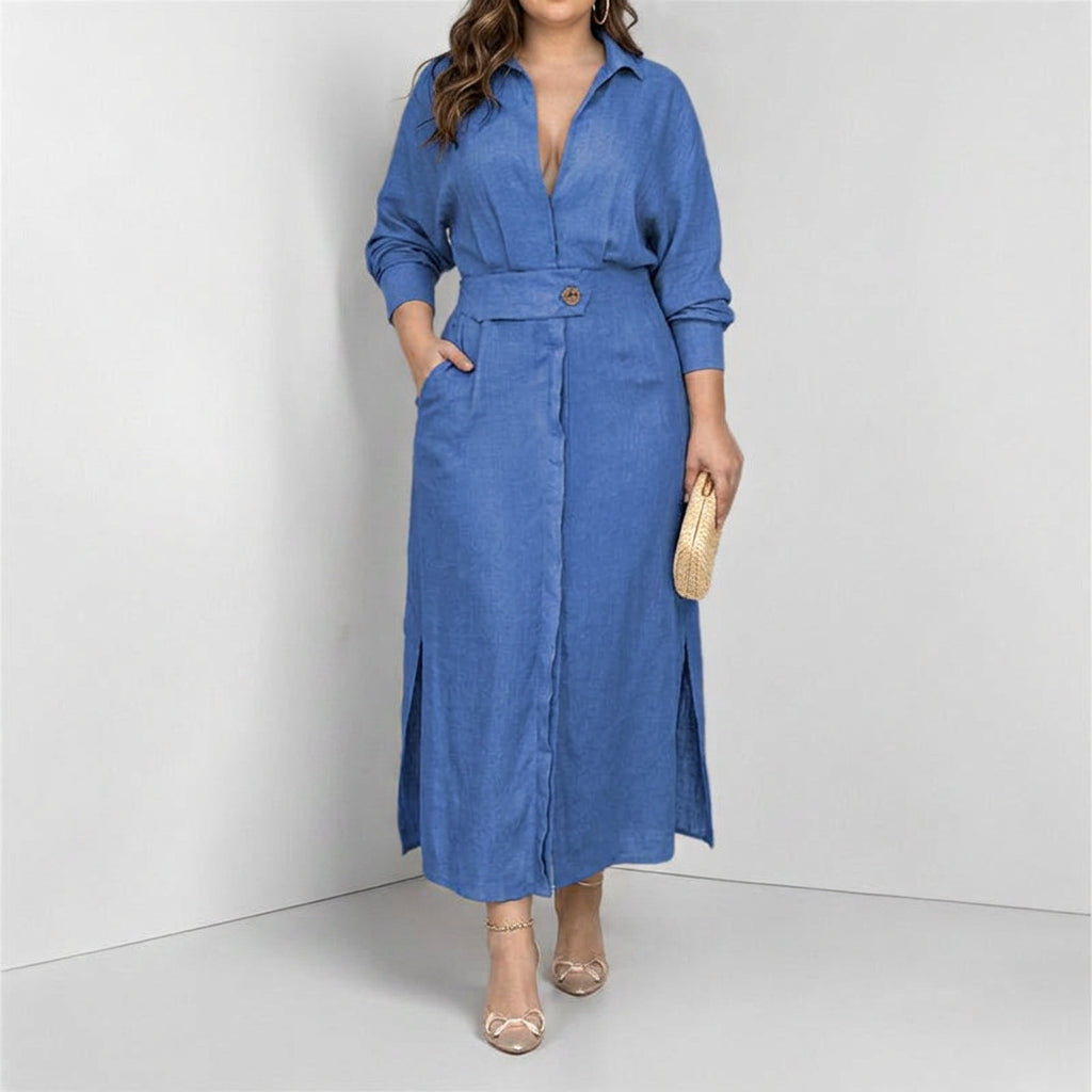 Wren Elegante Vastgebonden Jurk: Chic Pendelstijl met Lange Mouwen