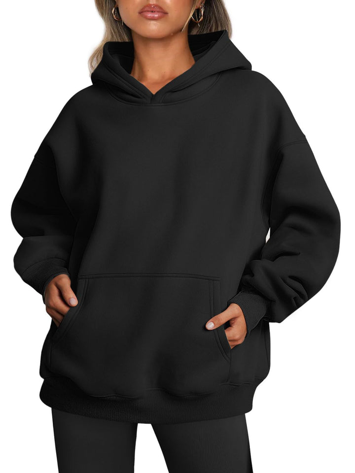 Oversized fleece hoodie met buidelzak