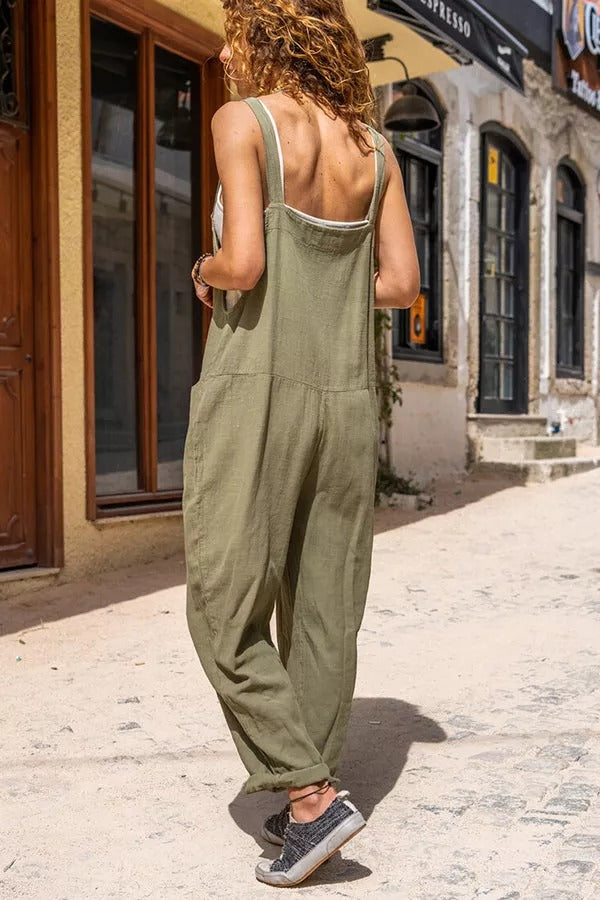 Verity - Somewhere Sunny Pocketed Overall Jumpsuit
