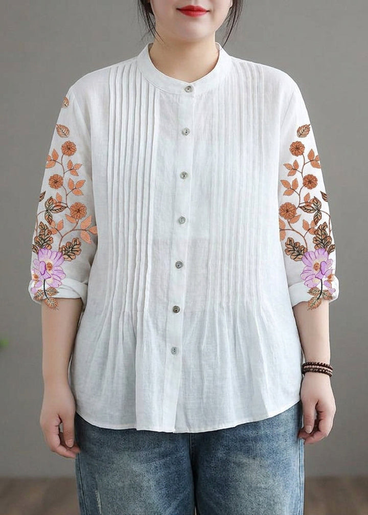 Cosima - Organische Witte Linnen Blouse Tunieken Vrouwen Ramie Blouse