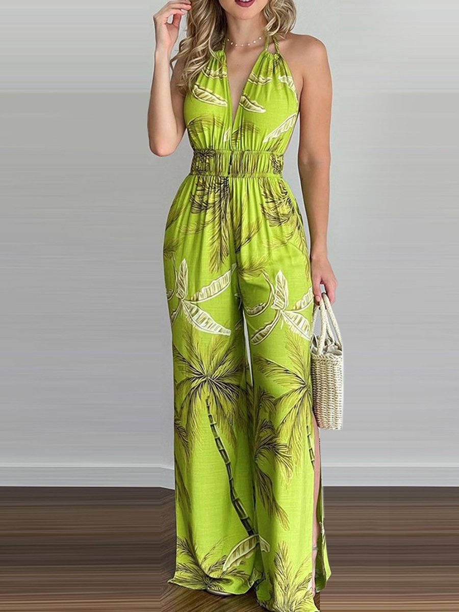 Cordelia - Sling Bladprint Jumpsuit