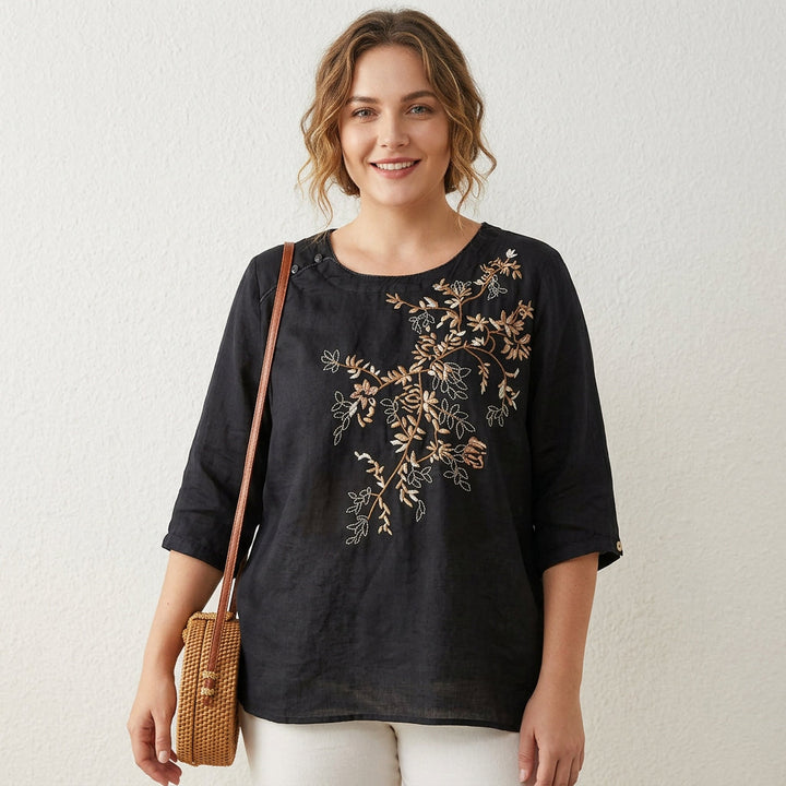Isadora - Pure Katoenen Geborduurde Dames Top