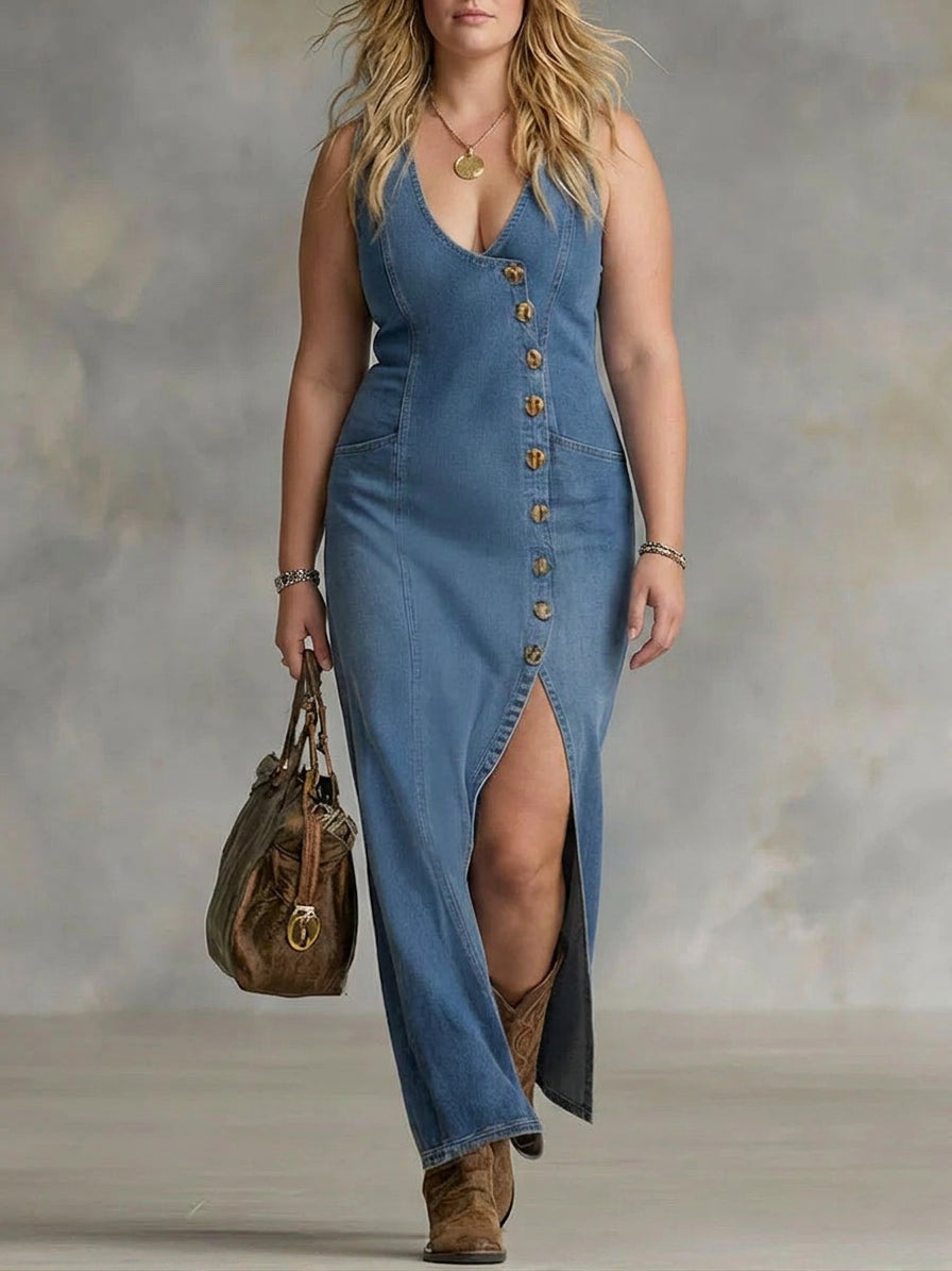 Noa Mouwloos Denim Jurk