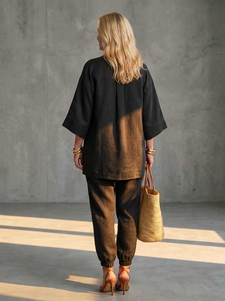 Heledd | V-Hals Tuniek Met Gathered Broek Set