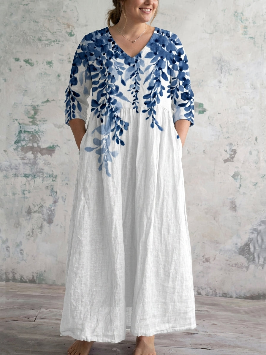Beatrice | Blue Willow Maxi Jurk
