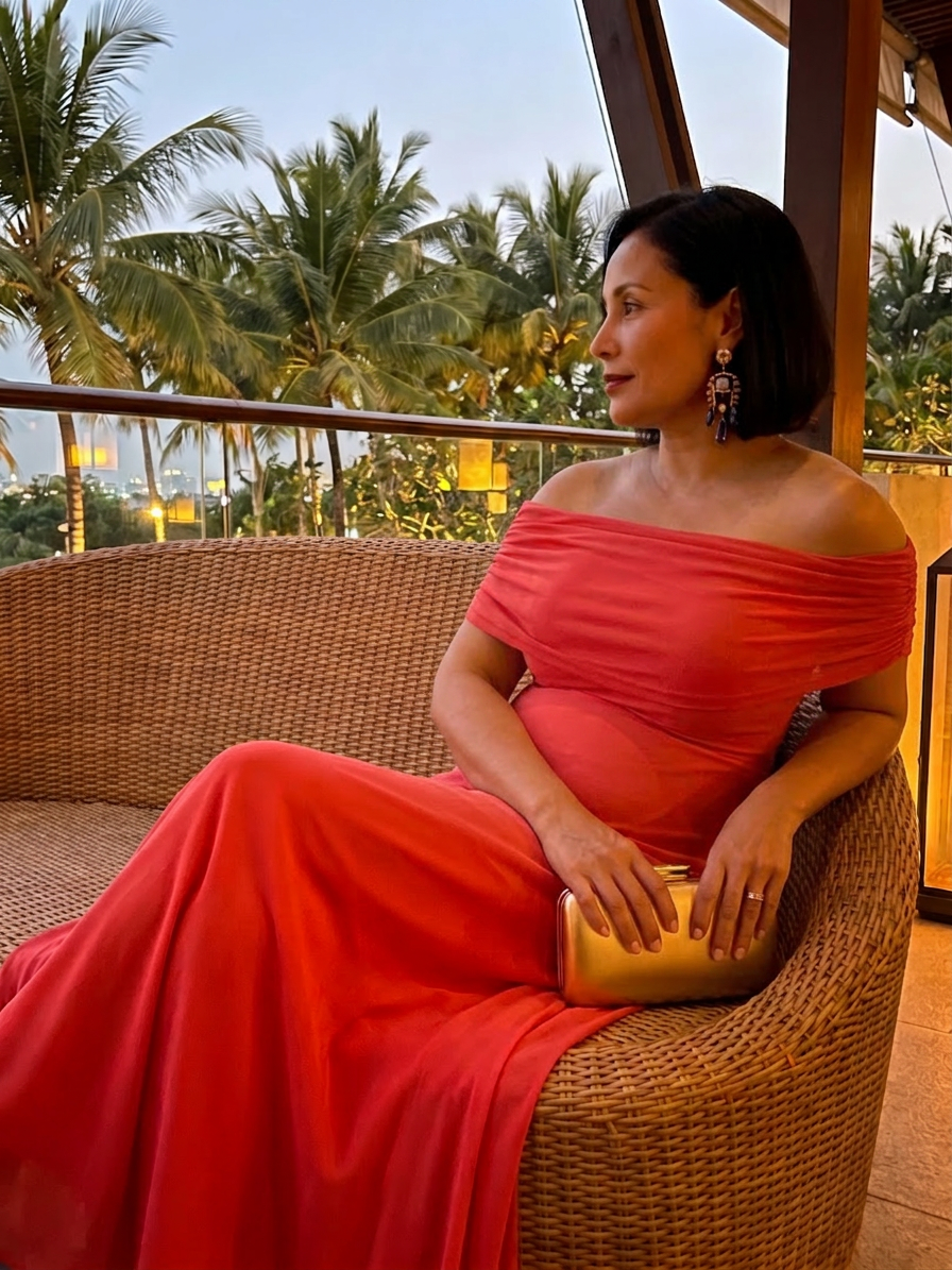 Astrid | Off Shoulder Draped Midi Jurk