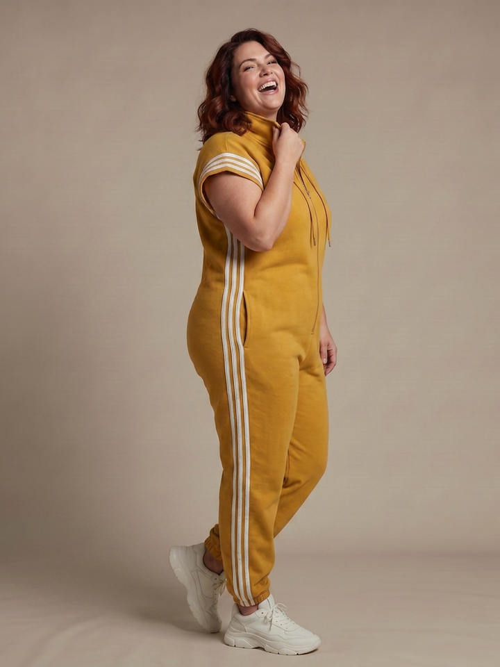 Winslow | Zip Front Stripe Paneel Jumpsuit
