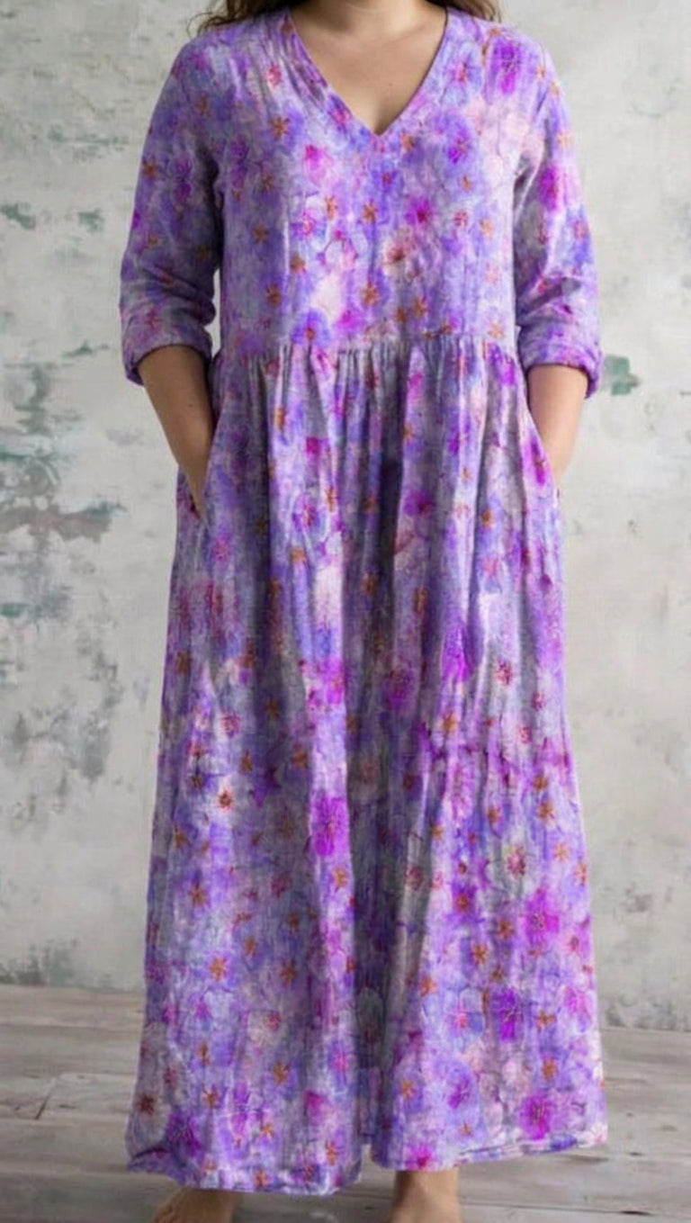 Beatrix | Lavendel Bloem Maxi Jurk