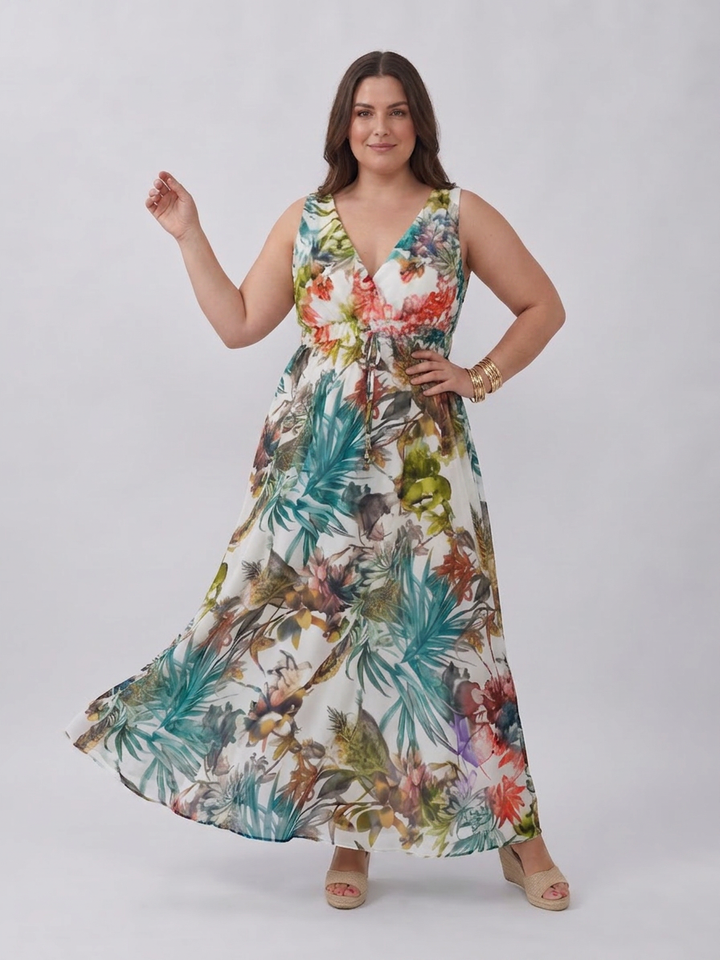 Ilse | Mouwloze Empire Taille Midi Jurk